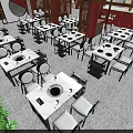 Chinese Style Hot Pot Restaurant Interior With Neatly Arranged Dining Tables And Chairs