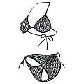 Black Lace Bikini Swimsuit with Delicate Tie Details and Triangle Cut Design