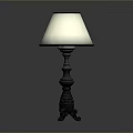 Classic Table Lamp With White Shade And Black Decorative Base