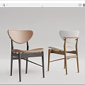 Modern Stylish Single Chair Design With Pink And White Leather Seats And Wooden Frames