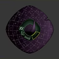 Purple Wizard Hat With Pointed Top Wide Brim And Green Yellow Patterned Decorations