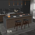 Modern Bar Chair Combination Open 3d model