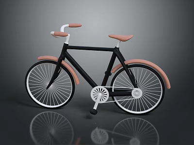 Minimalist Modern Bicycle With Black Frame Pink Handlebar Seat And White Spokes 3d model
