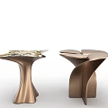 Modern Side Tables With Unique Curved Bases And Stylish Decorative Tabletops 3d model