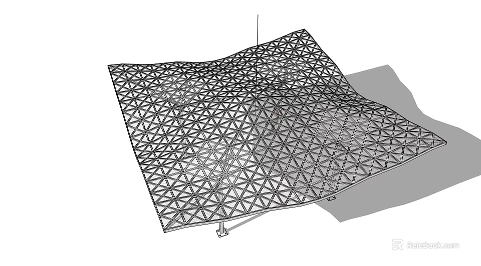 Modern Pergola Design With Geometric Grid Structure And Curved Metal Frame 3d model 