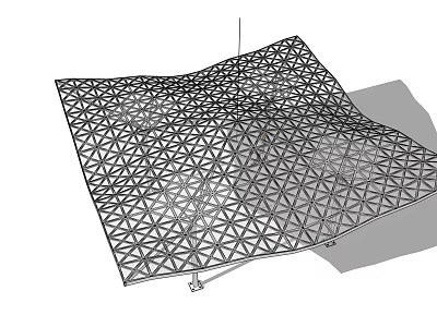 Modern Pergola Design With Geometric Grid Structure And Curved Metal Frame 3d model