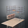 Durable Metal Shelving Unit With Multi Layer Storage Racks And Hanging Hooks