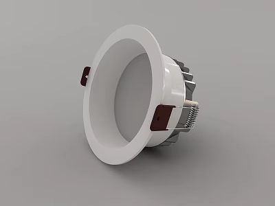 Modern White Recessed Downlight Spotlight with Metal Heat Sink and Mounting Clips 3d model