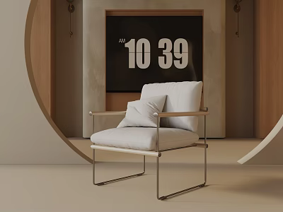 Modern Accent Chair With Metal Frame White Upholstery In Minimalist Living Room Interior 3d model