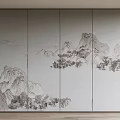 New Chinese Style Background Wall Panel Soft Bag Hard Bag 3d model