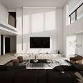 Modern Loft Living Room Interior With Spacious Layout And Large Windows 3d model