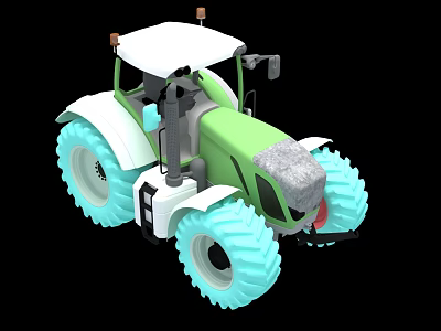 Green And White Agricultural Tractor With Large Tires And Modern Design 3d model