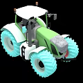 Green And White Agricultural Tractor With Large Tires And Modern Design