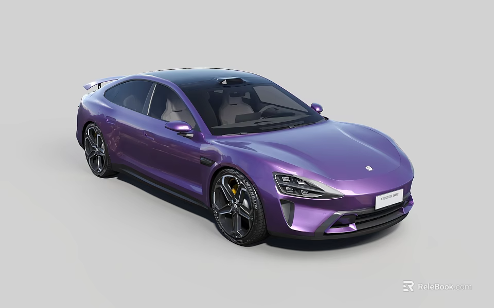 Purple Sports Car With Sleek Design Black Roof And Stylish Black Wheels 3d model 