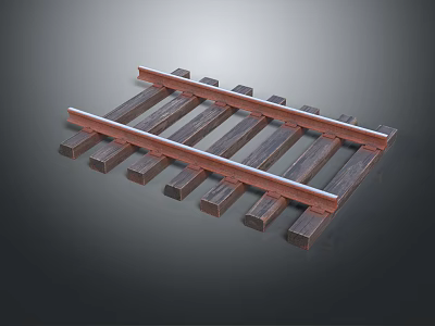Railroad Track Structure With Wooden Sleepers And Metal Rails 3d model