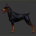 Colorful 3D Polygonal Doberman Sculpture With Artistic Modern Design Style