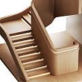 Elegant Modern Wooden Curved Staircase With Built in LED Step Lighting