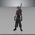 Spiky Blonde Haired Warrior Character With Large Sword Sleeveless Top And Loose Pants
