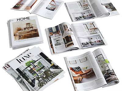 Home Decor Magazines Open Pages With Interior Design Photos And Living Space Decor 3d model