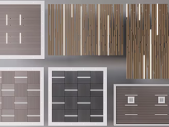 Aluminum Square Ceiling Square Wooden Grille Ceiling Central Air Conditioning Strip Light 3d model