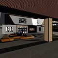 Modern Cinema Lobby With Comfortable Seating Area Poster Displays And Stylish Ceiling Design