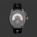Vintage Leather Strap Watch With Silver Dial And Yellow Mechanical Accents