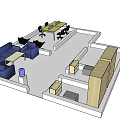 Modern Interior Layout Featuring Sofa Coffee Table Combination Desk And Chairs