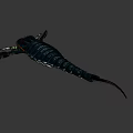 Ancient Sea Creature With Black Body Orange Markings Large Claws And Spiked Tail