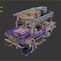 Purple Modified Off Road Vehicle with Roof Mounted Boxes Side Ladder and Mechanical Details