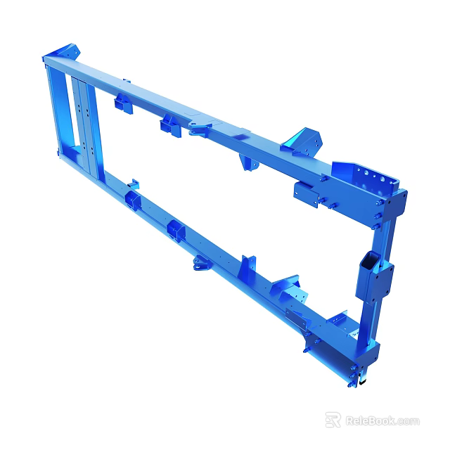 Blue Industrial Metal Frame With Structural Components And Heavy Duty Design 3d model 