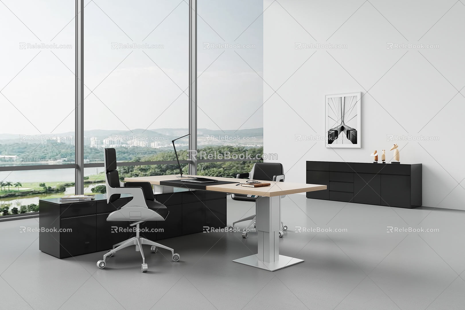 Office Desk Office Chair Filing Cabinet Office Lifting Desk Sono German Interstuhl Silve 3d model