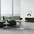 Office Desk Office Chair Filing Cabinet Office Lifting Desk Sono German Interstuhl Silve 3d model