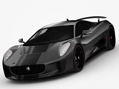 Black Sleek Sports Car With Aerodynamic Design Rear Spoiler And Alloy Wheels 3d model