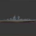 Detailed Military Warship 3D Model Featuring Gray Hull Orange Deck And Superstructure