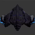 Fantasy Rock Creature 3D Character Design With Muscular Build And Glowing Blue Purple Elements