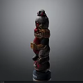 Traditional Wooden Totem Pole With Carved Animal Figures And Colorful Details