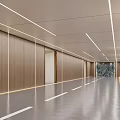 Modern Parking Garage Interior Design With Linear Lighting Wooden Panel Walls And Smooth Flooring