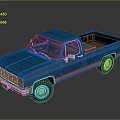 Classic Blue Pickup Truck With Single Cab Open Bed And Silver Accents