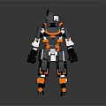Humanoid Robot With Mechanical Structure Gray Orange White Color Standing Pose And Robotic Joints 3d model