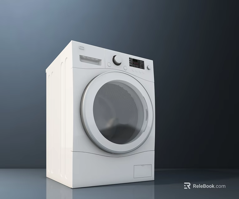 Sleek White Front Loading Washing Machine With Modern Control Panel Design 3d model 