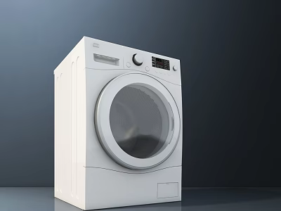 Sleek White Front Loading Washing Machine With Modern Control Panel Design 3d model