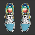 Colorful Camouflage Sneakers With Blue Yellow White Design White Laces And Green Accents