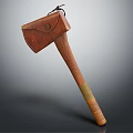 Traditional Handcrafted Axe With Leather Sheath Wooden Handle And Brass Accent