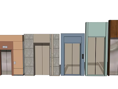 Various Modern Elevator Designs With Different Exterior Panels And Door Styles 3d model