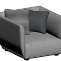 Light Gray Velvet Single Sofa with Two Gray Pillows Modern Minimalist Comfortable Design