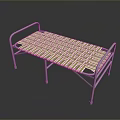 Folding Bed With Metal Frame And Yellow White Geometric Pattern Mattress 3d model