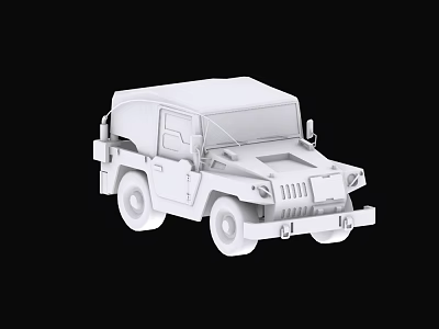 Detailed White Military Off-Road Vehicle Model with Classic Design on Black Background 3d model
