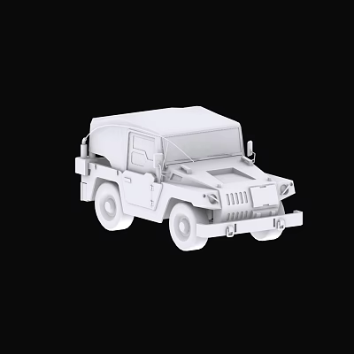 Detailed White Military Off-Road Vehicle Model with Classic Design on Black Background 3d model