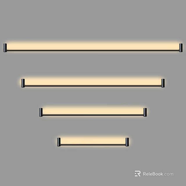 Modern Wall Lamps With Sleek Metal Frame And Various Lengths For Indoor Lighting 3d model 