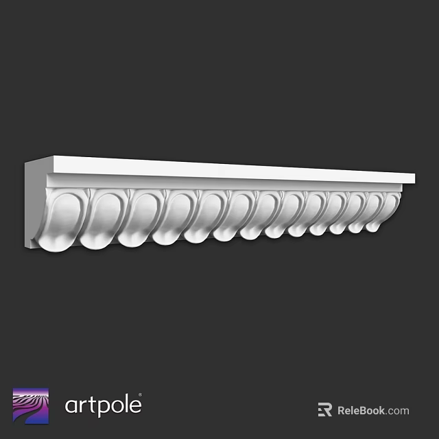 Elegant Decorative Architectural Molding With Curved Patterns And Smooth Finish 3d model 